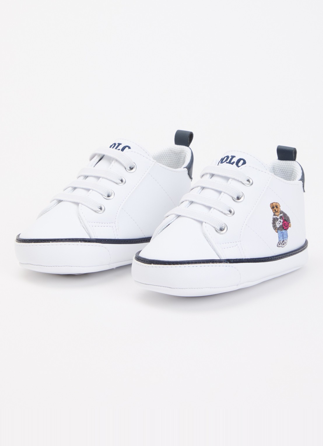 Ralph Lauren Babyschoentje met borduring  - voorkant 4 wit