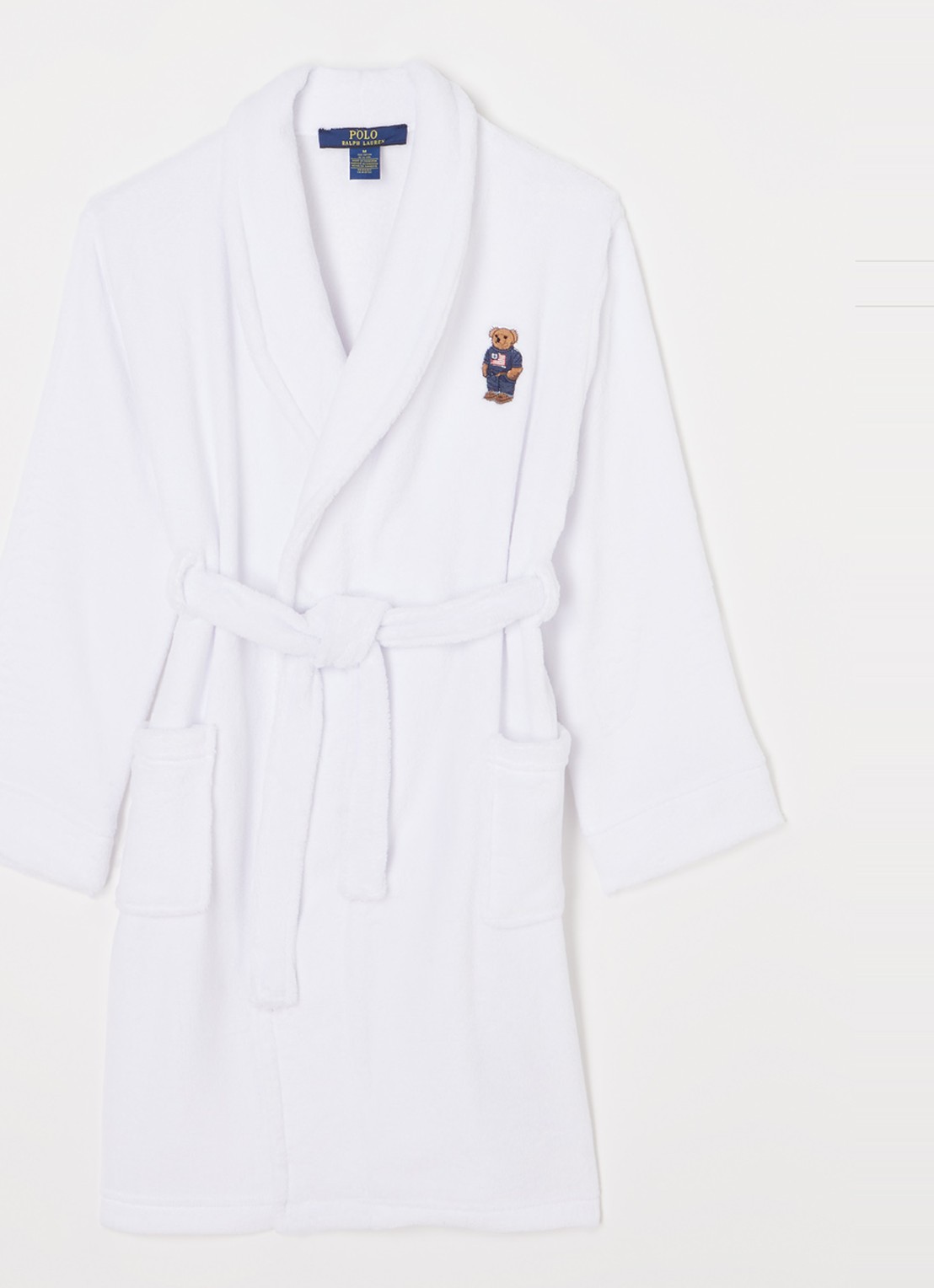 Ralph Lauren Badjas met logoborduring en opgestikte zakken - voorkant wit
