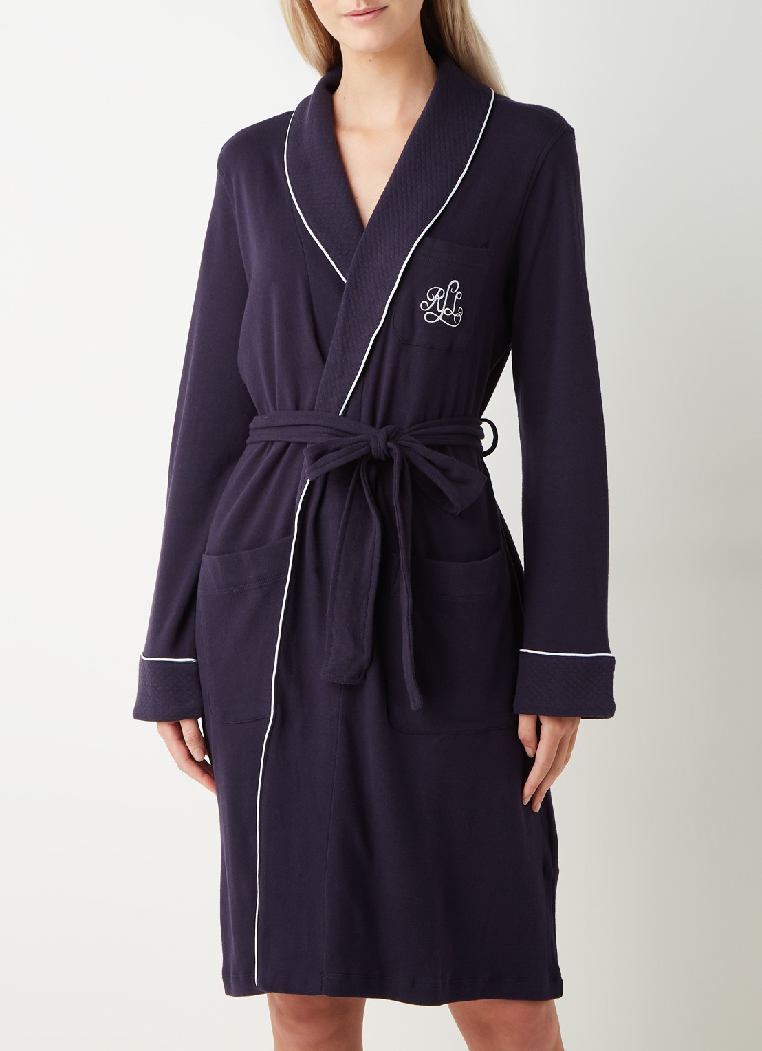 Ralph Lauren Badjas van katoen met steekzakken - detail 3 donkerblauw
