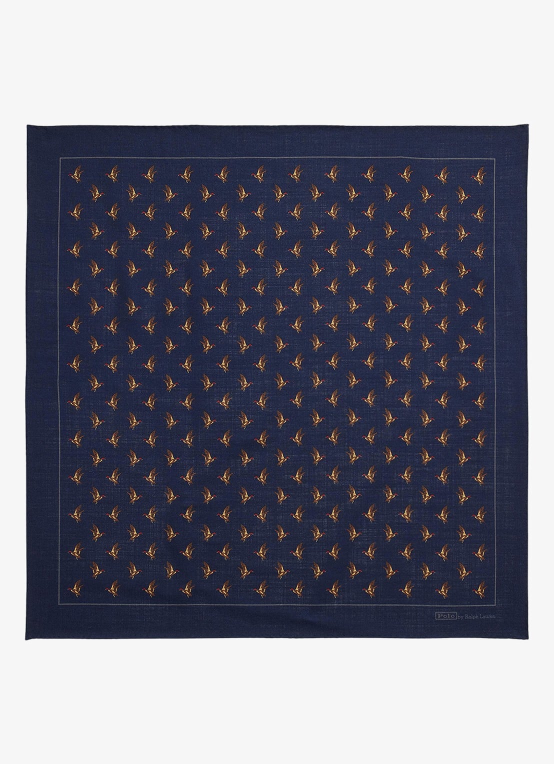 Ralph Lauren Bandana van wol met dierenprint - voorkant 2 navy / donkerblauw
