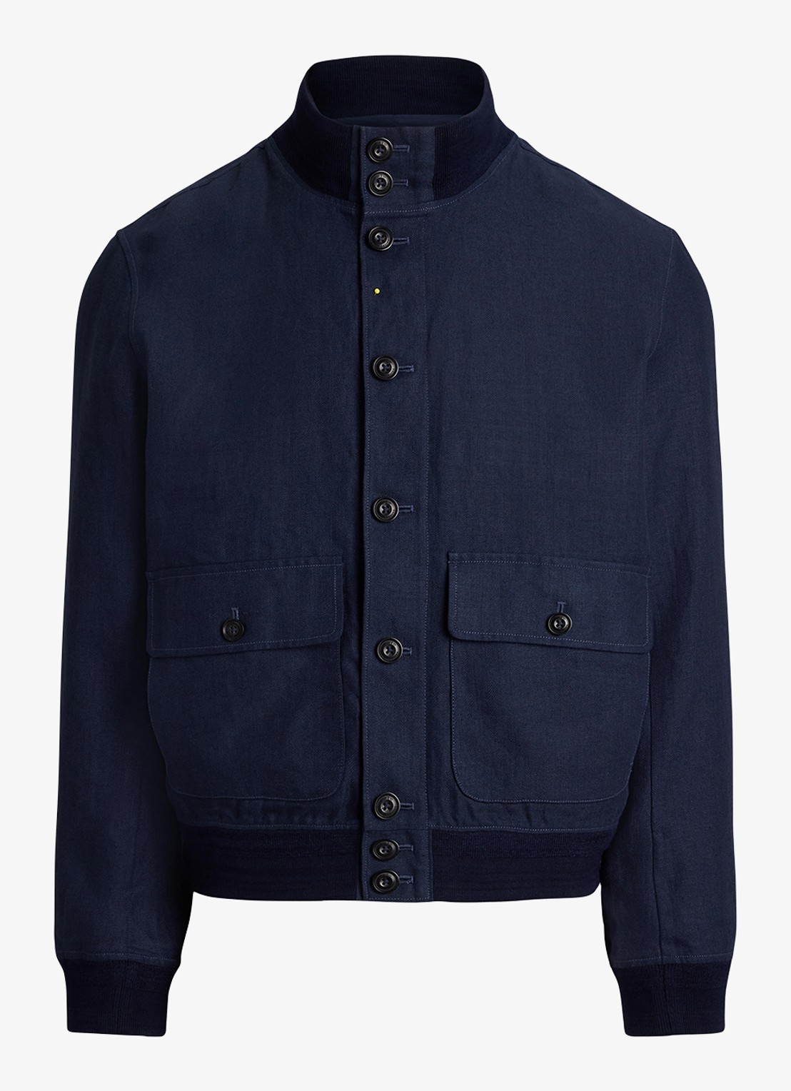 Ralph Lauren Barrett jack van linnen met visgraatdessin - voorkant 4 refined navy / donkerblauw