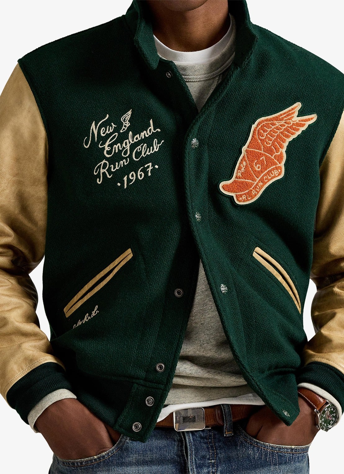 Ralph Lauren Baseball jack met logo- en backprint - detail 2 churchill green / groen