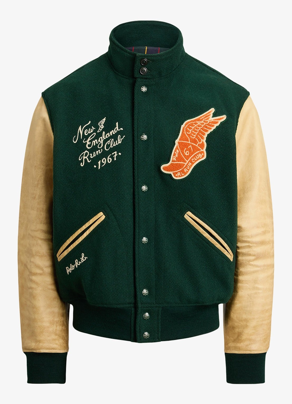 Ralph Lauren Baseball jack met logo- en backprint - voorkant 4 churchill green / groen
