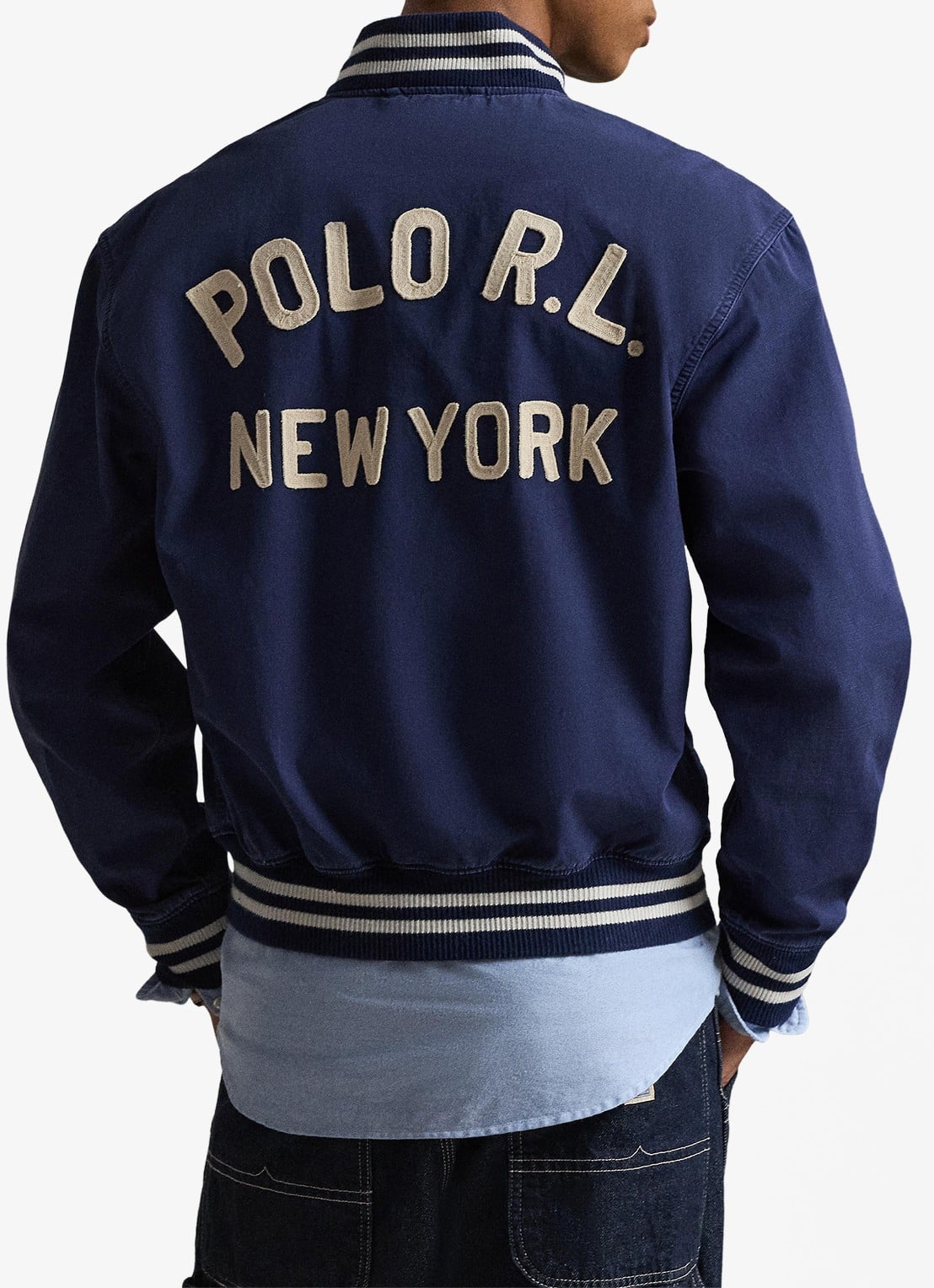 Ralph Lauren Baseball jack met steekzakken - achterkant donkerblauw