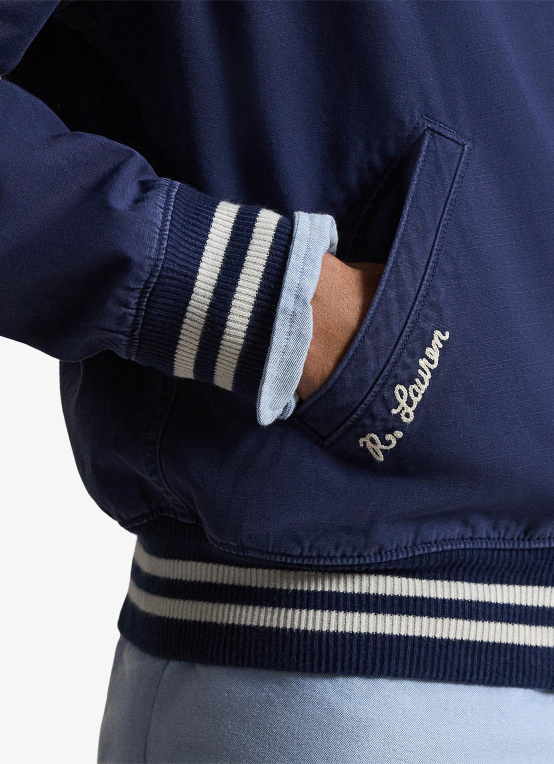 Ralph Lauren Baseball jack met steekzakken - detail 4 donkerblauw