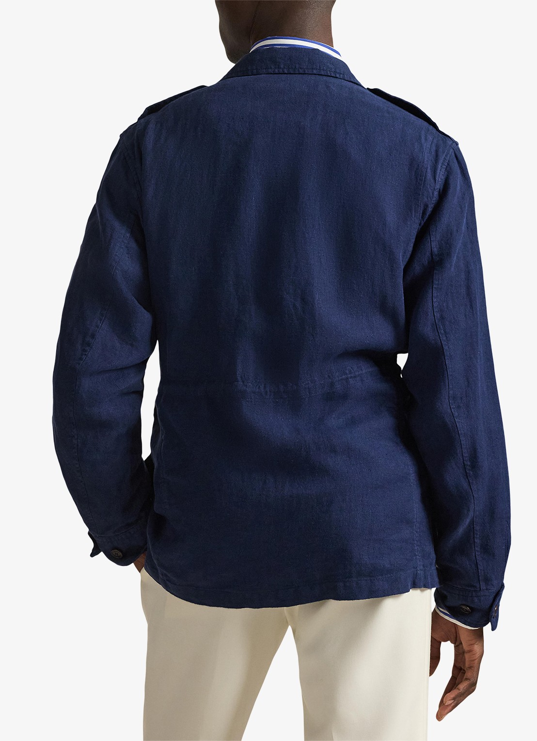 Ralph Lauren Baystones jack van linnen met opgestikte zakken - achterkant newport navy / donkerblauw