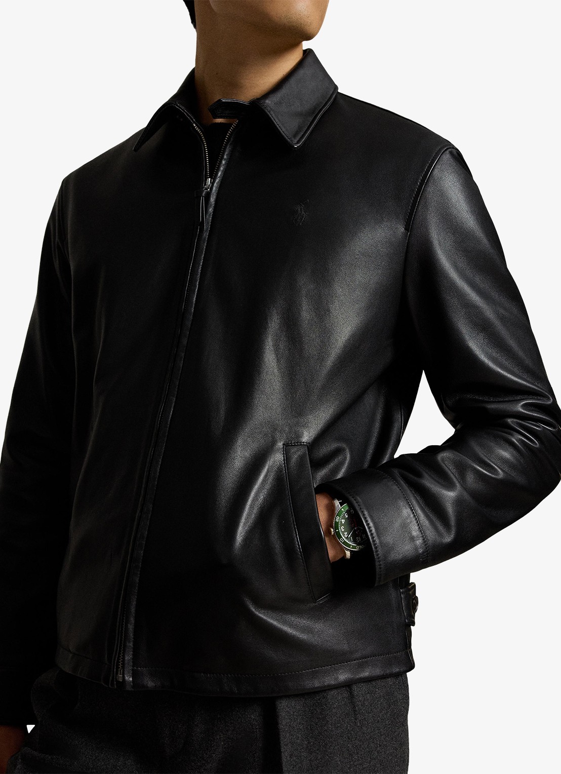 Ralph Lauren Bayville jack van lamsleer met steekzakken - detail 2 polo black / zwart