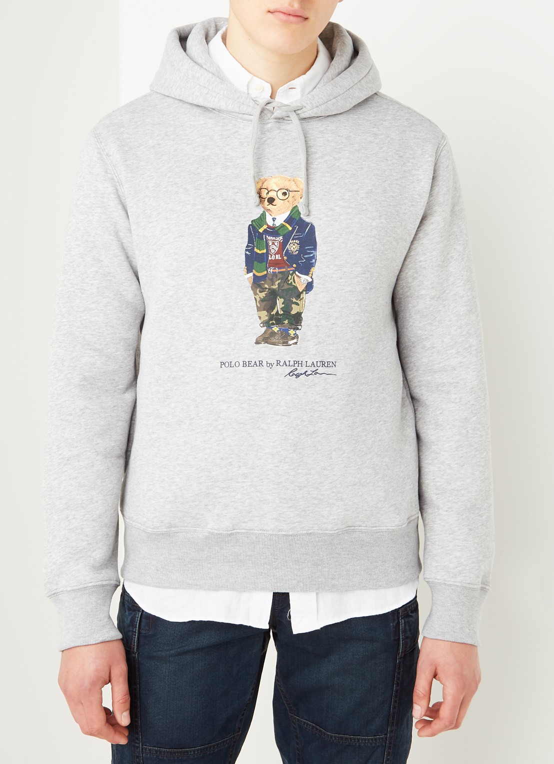 Ralph Lauren Bear hoodie met frontprint - detail 2 andover heather
