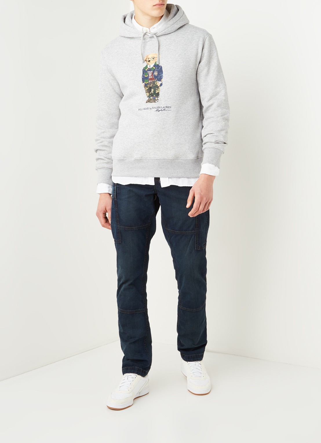Ralph Lauren Bear hoodie met frontprint - voorkant 4 andover heather