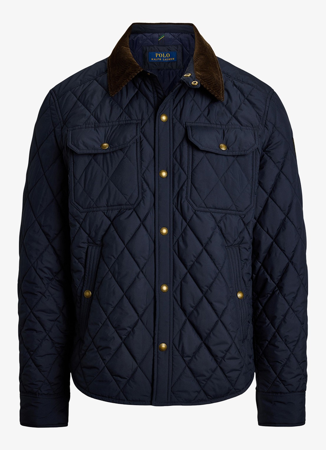 Ralph Lauren Beaton gewatteerd jack met details van corduroy - voorkant 2 college navy / donkerblauw