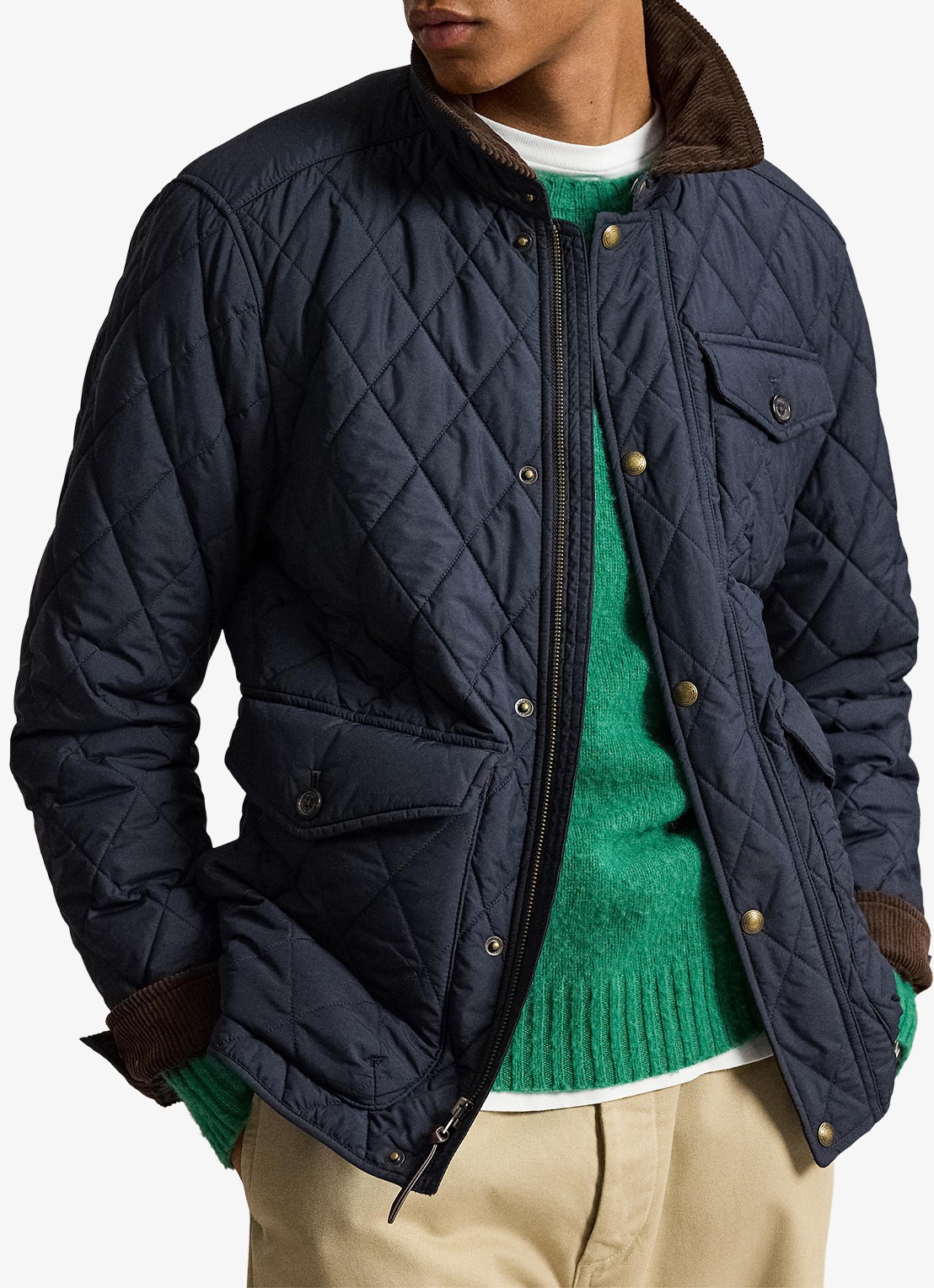 Ralph Lauren Beaton gewatteerd jack met klepzakken - voorkant 7 college navy fa22-3txn / donkerblauw