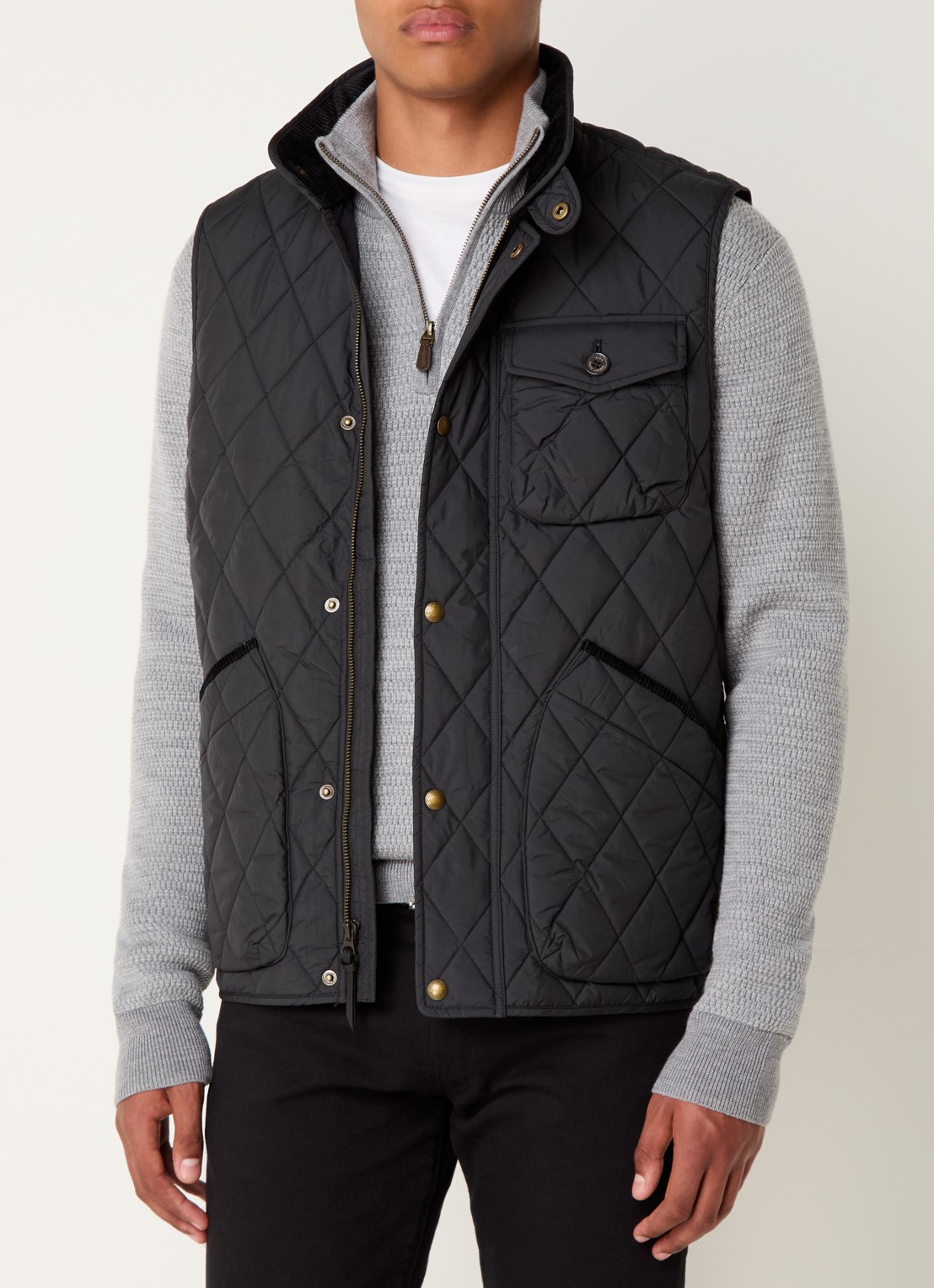 Ralph Lauren Beaton gewatteerde utility bodywarmer met opgestikte zakken - detail polo black / zwart