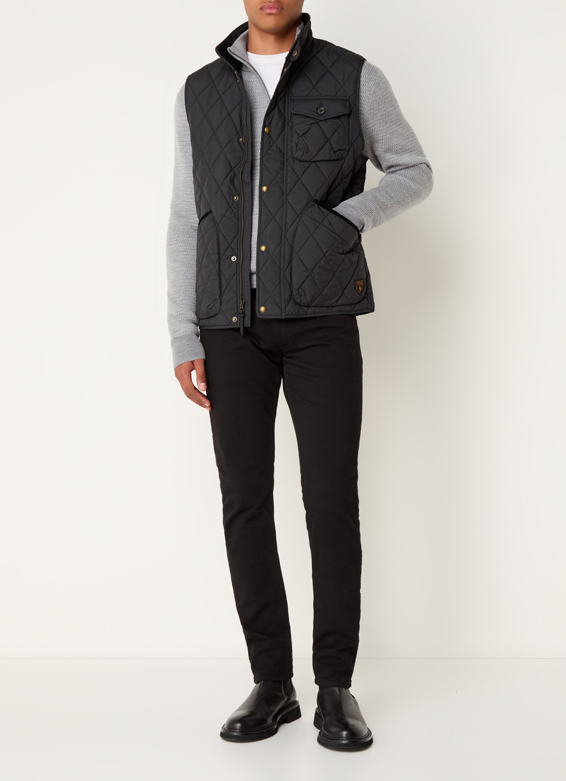Ralph Lauren Beaton gewatteerde utility bodywarmer met opgestikte zakken - voorkant 7 polo black / zwart