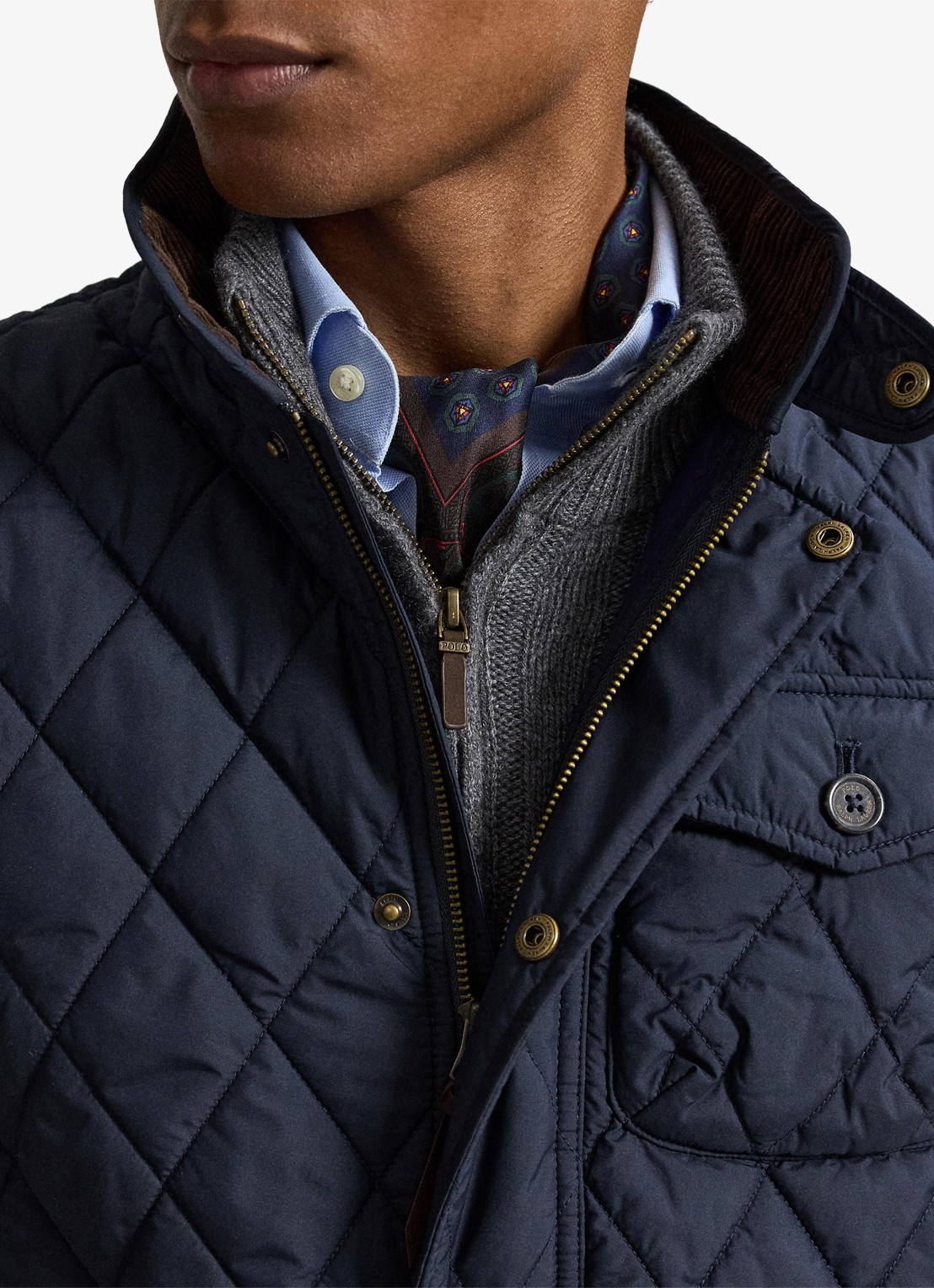 Ralph Lauren Beaton gewatteerde utility bodywarmer met opgestikte zakken - detail 2 college navy / donkerblauw