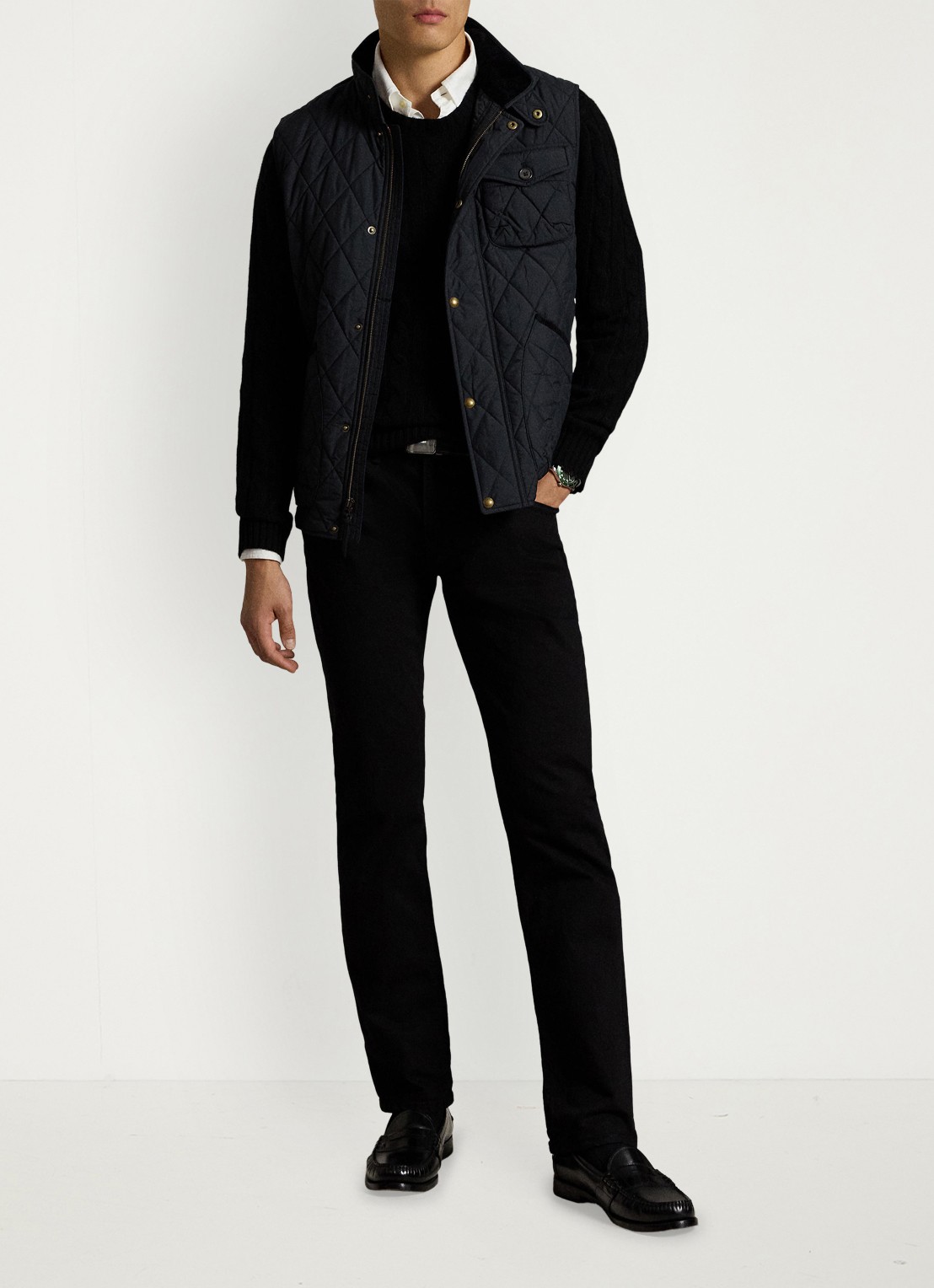 Ralph Lauren Beaton gewatteerde utility bodywarmer met opgestikte zakken - detail 2 polo black / zwart