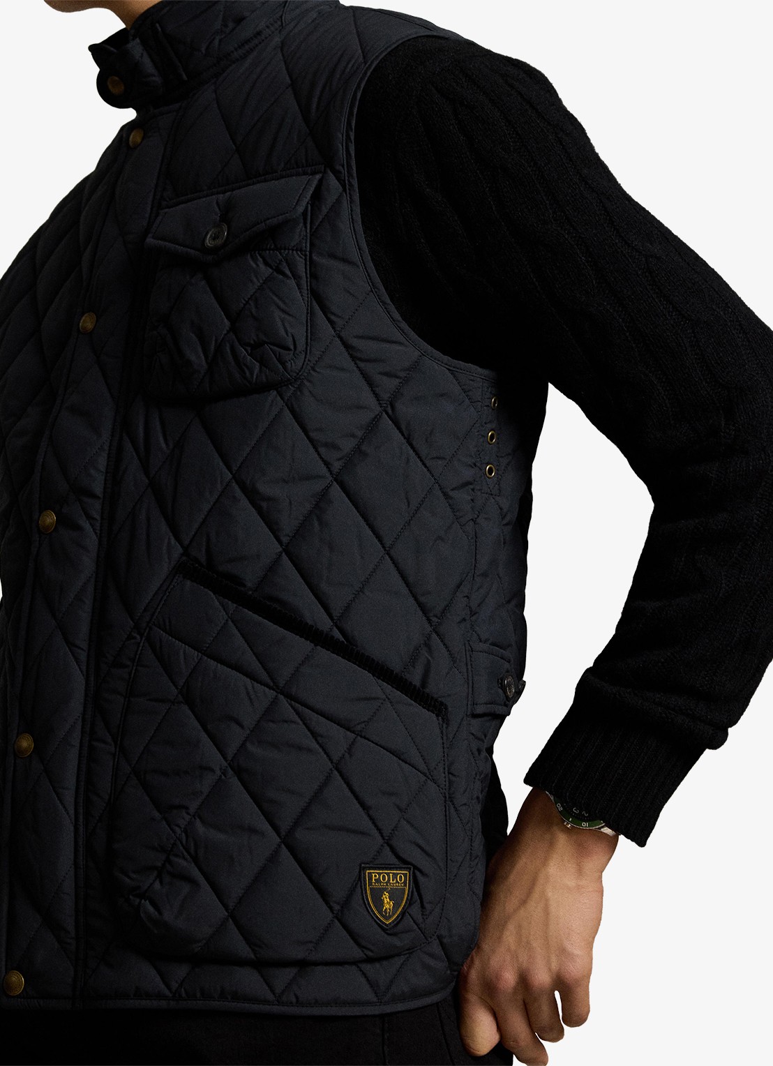 Ralph Lauren Beaton gewatteerde utility bodywarmer met opgestikte zakken - detail 3 polo black / zwart