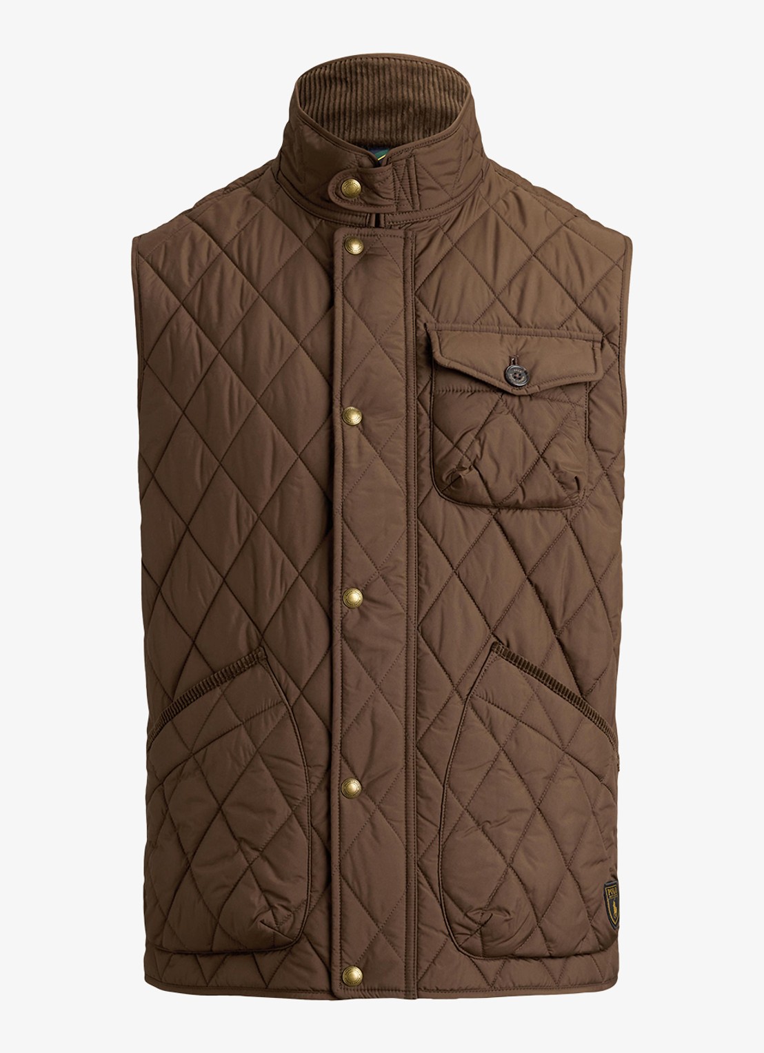 Ralph Lauren Beaton gewatteerde utility bodywarmer met opgestikte zakken - voorkant 4 nutmeg brwn / bruin