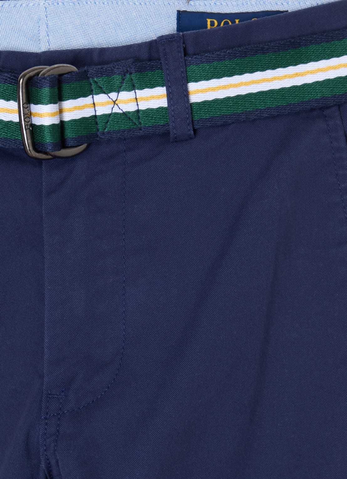 Ralph Lauren Bedford slim fit pantalon met ceintuur - detail donkerblauw