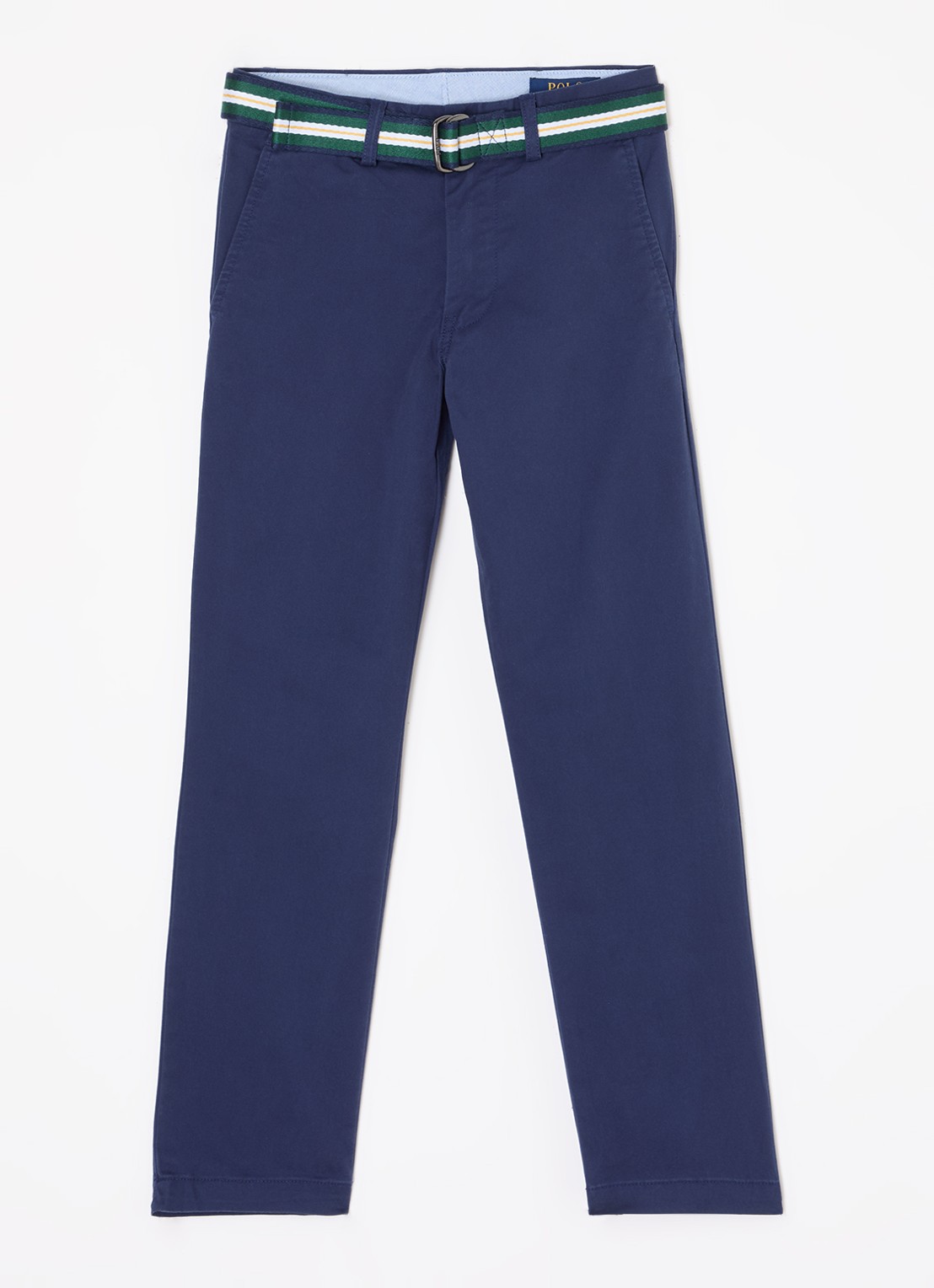 Ralph Lauren Bedford slim fit pantalon met ceintuur - voorkant 2 donkerblauw