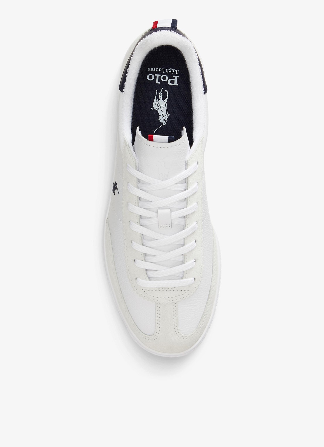 Ralph Lauren Bedford sneaker van leer met details van suède - detail 4 wit