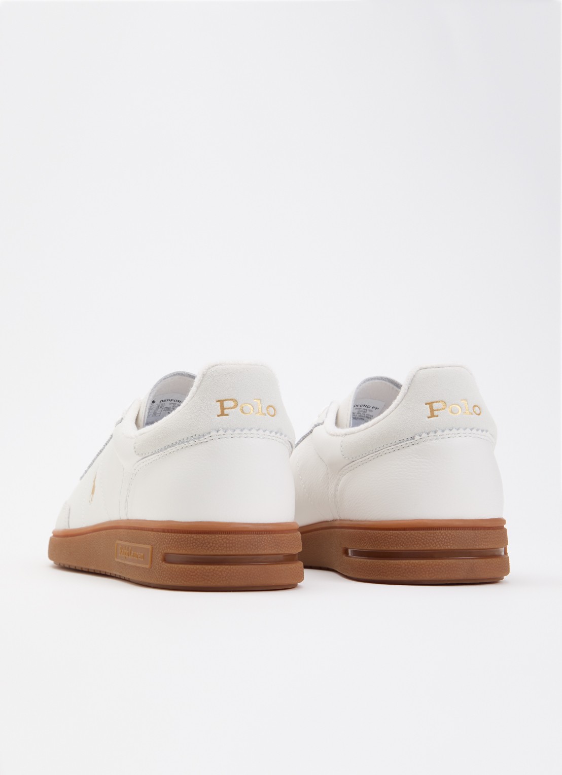 Ralph Lauren Bedford sneaker van leer met details van suéde  - achterkant 5 wit