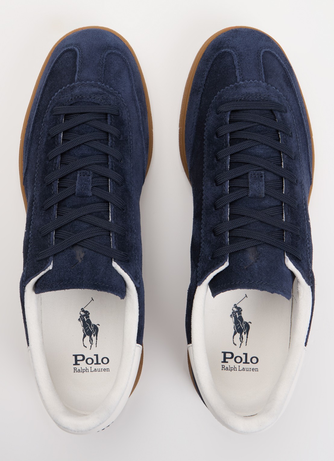 Ralph Lauren Bedford sneaker van suède met logoborduring - detail 4 donkerblauw