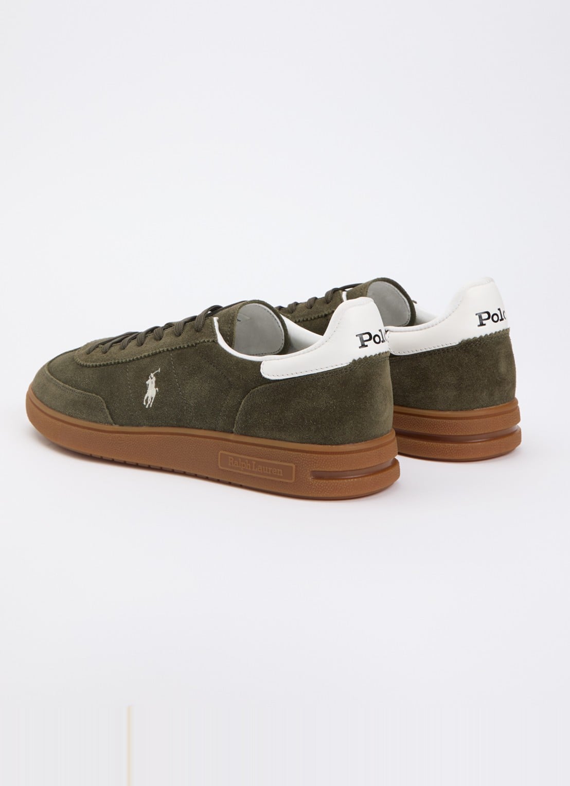 Ralph Lauren Bedford sneaker van suède - achterkant 5 bronsgroen
