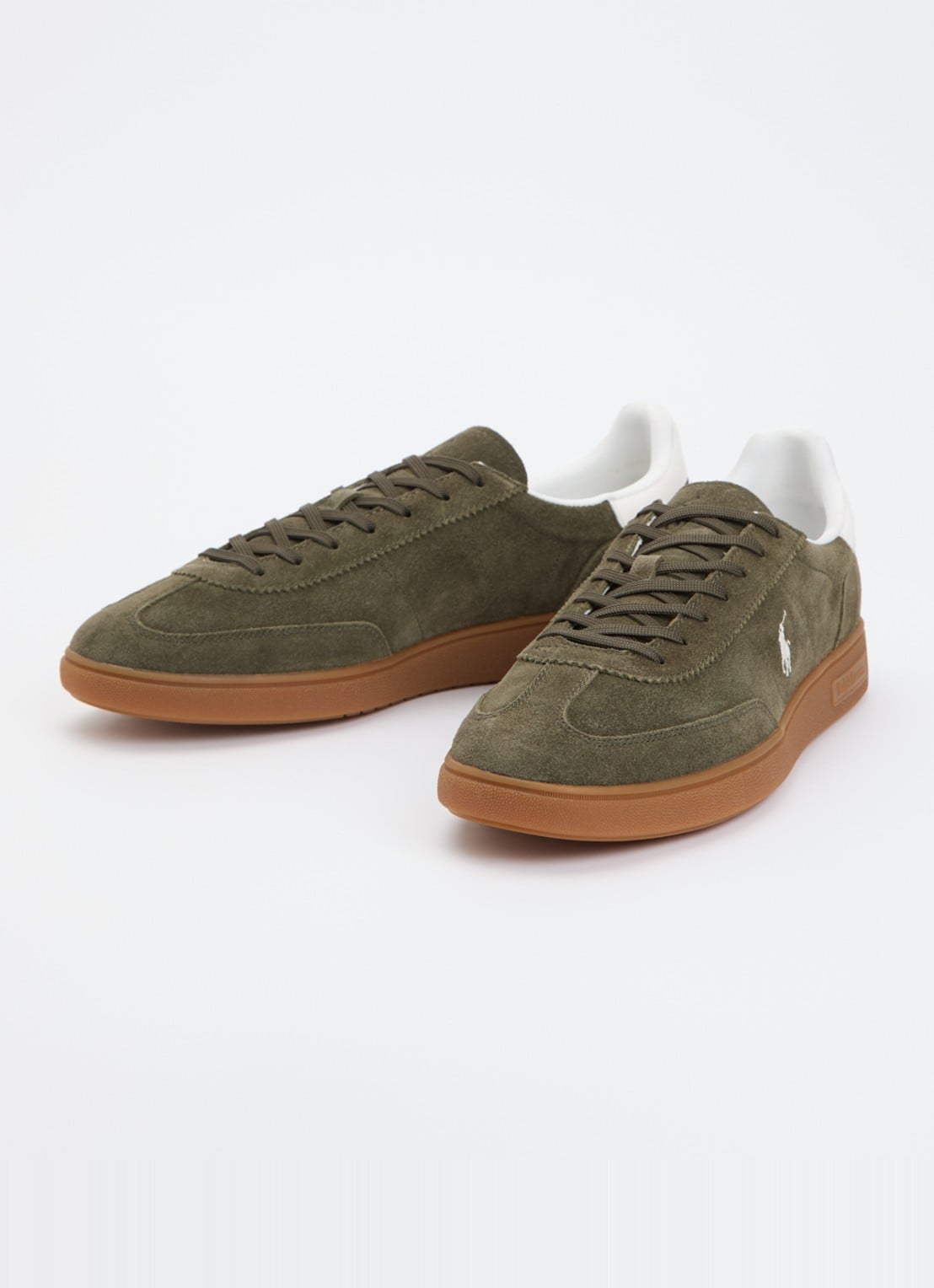 Ralph Lauren Bedford sneaker van suède - detail bronsgroen