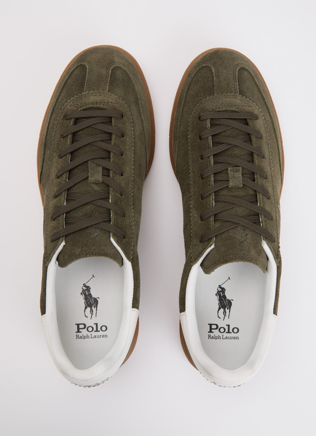 Ralph Lauren Bedford sneaker van suède - detail 2 bronsgroen
