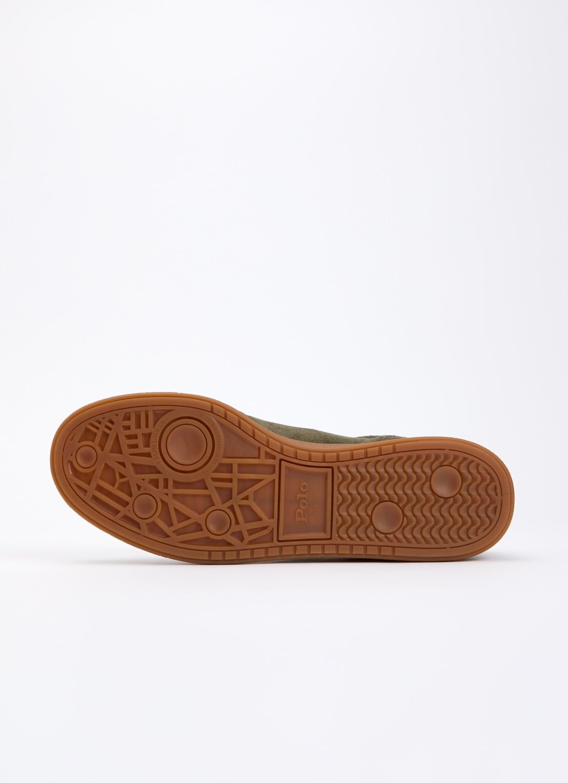 Ralph Lauren Bedford sneaker van suède - detail 3 bronsgroen