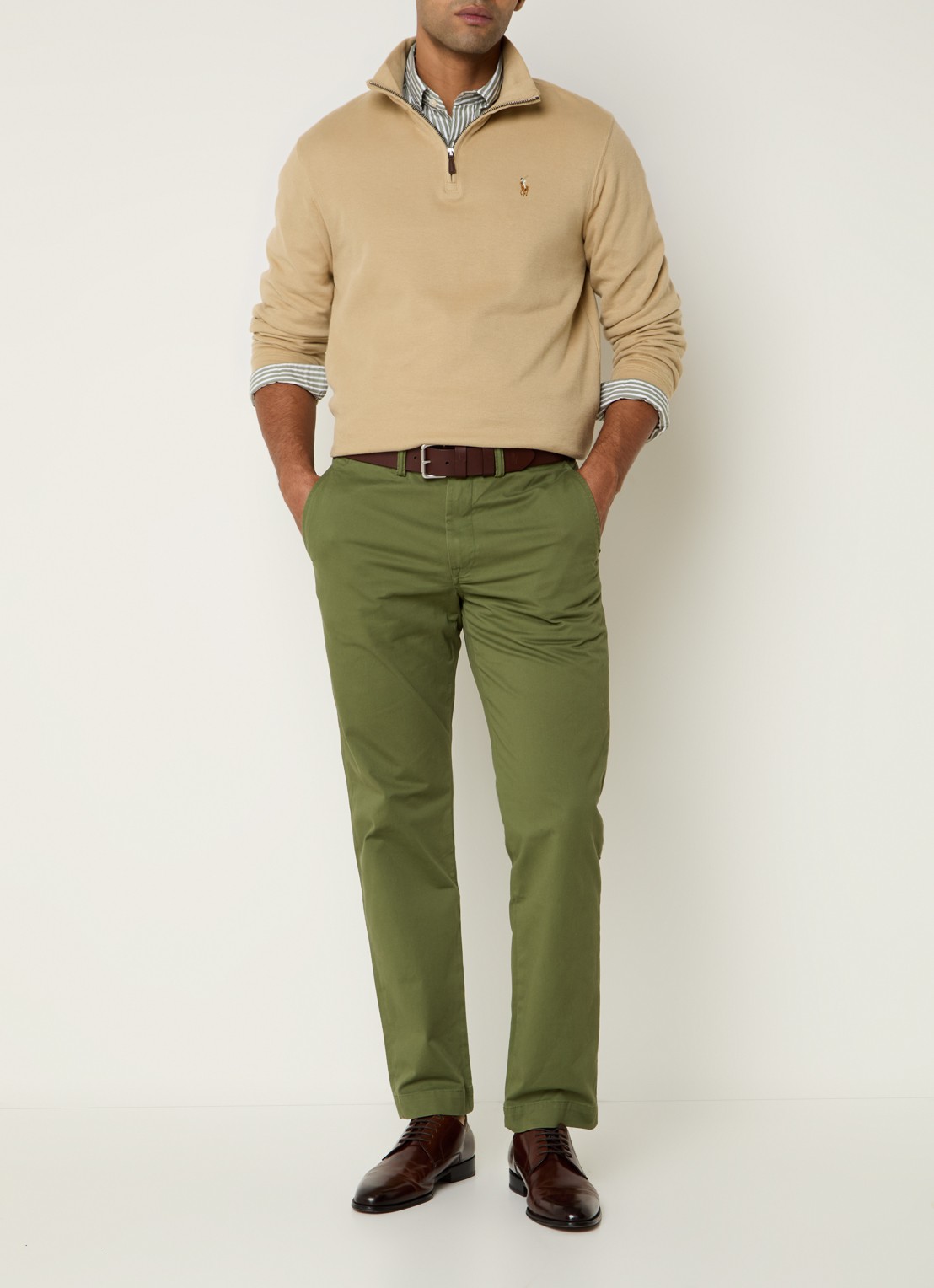 Ralph Lauren Bedford straight fit chino met stretch - voorkant 4 garden trail / groen