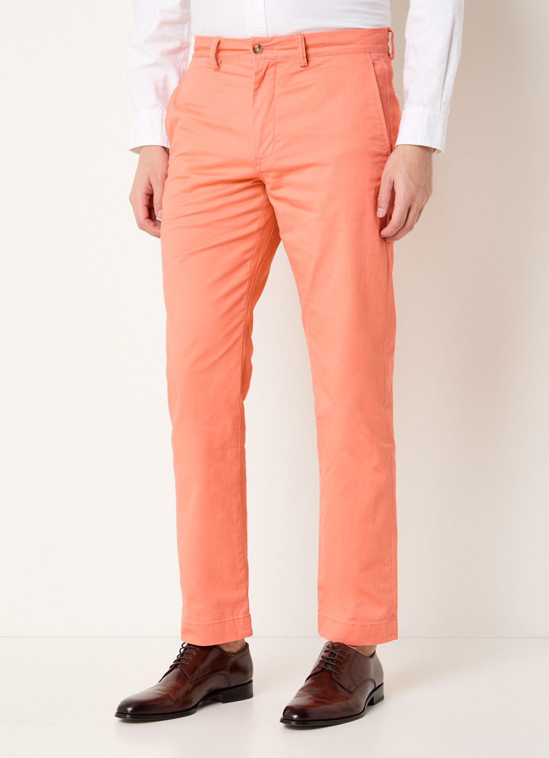 Ralph Lauren Bedford straight fit chino met stretch - detail 3 deep mango / zalmroze