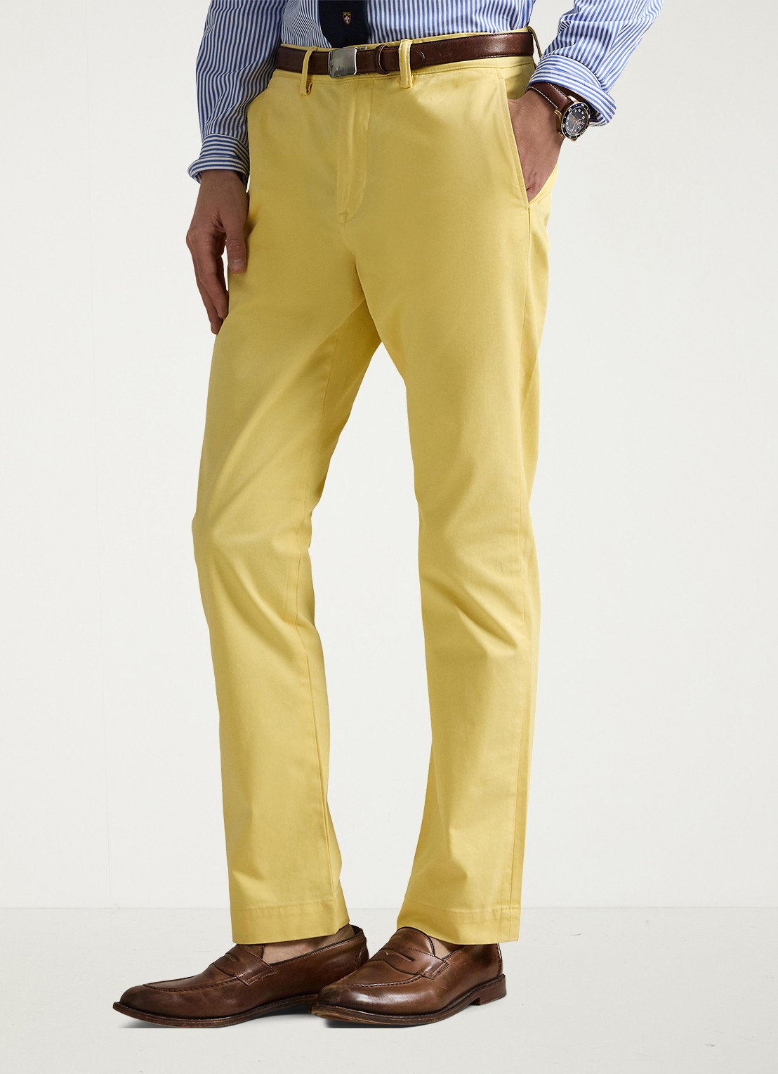 Ralph Lauren Bedford straight fit chino met stretch - detail geel