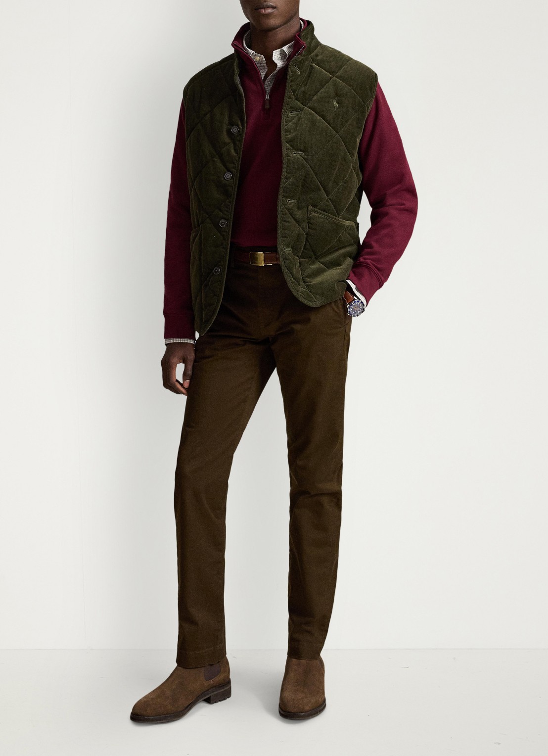 Ralph Lauren Bedford straight fit chino met stretch - voorkant 4 donkerbruin