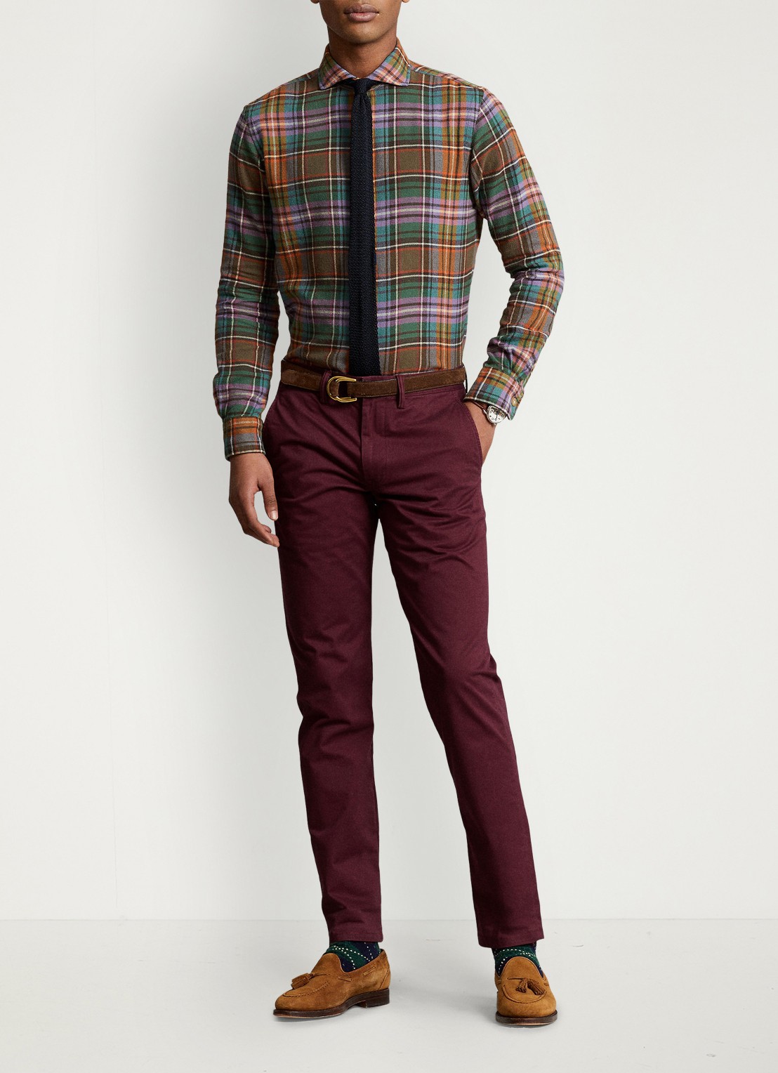 Ralph Lauren Bedford straight fit chino met stretch - voorkant 2 rich ruby / rood