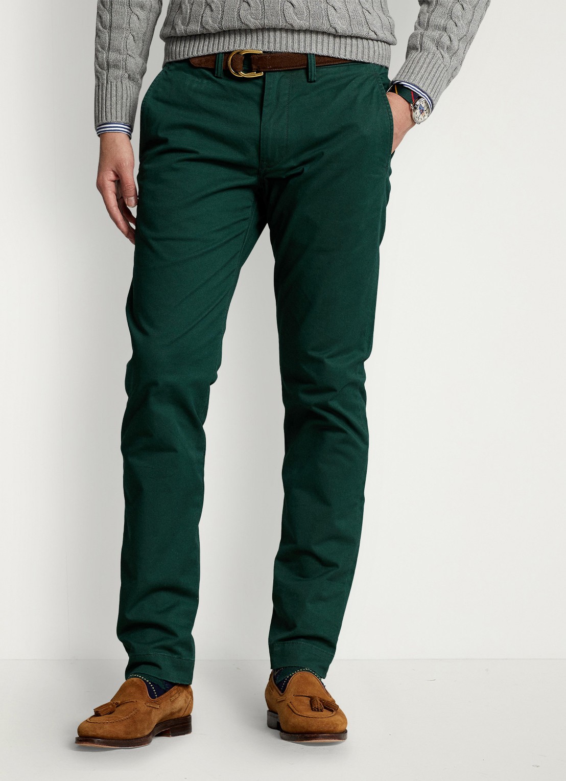 Ralph Lauren Bedford straight fit chino met stretch - detail 3 college green / donkergroen