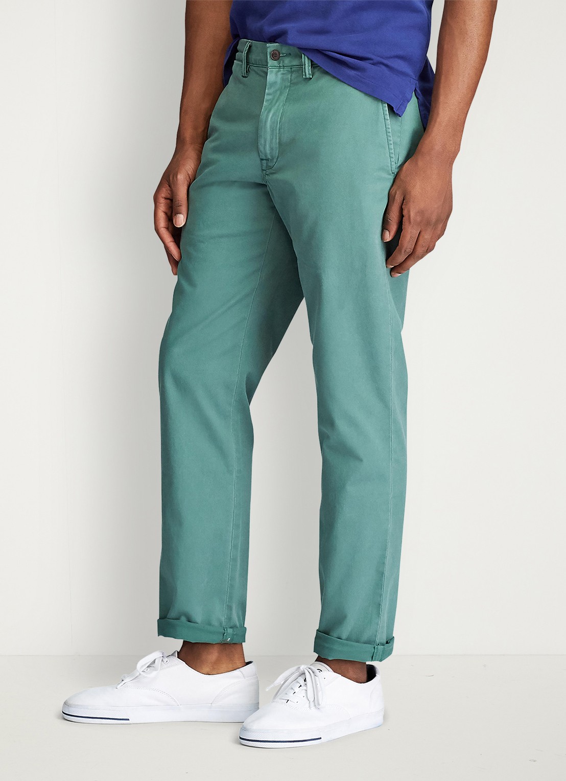Ralph Lauren Bedford straight fit stretch chino broek - detail 2 washed forest / groen