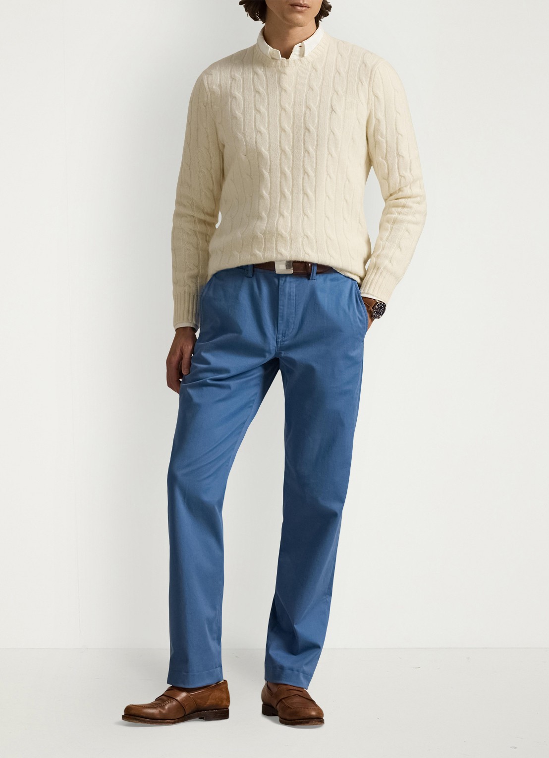 Ralph Lauren Bedford straight fit stretch chino broek - voorkant 5 delta blue