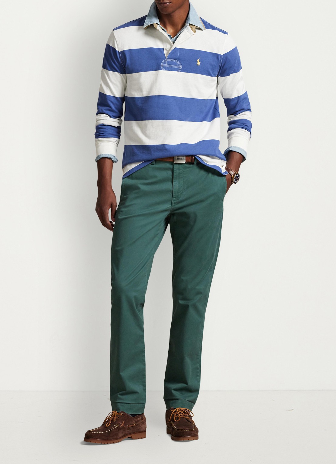 Ralph Lauren Bedford straight fit stretch chino broek - voorkant 3 charter green