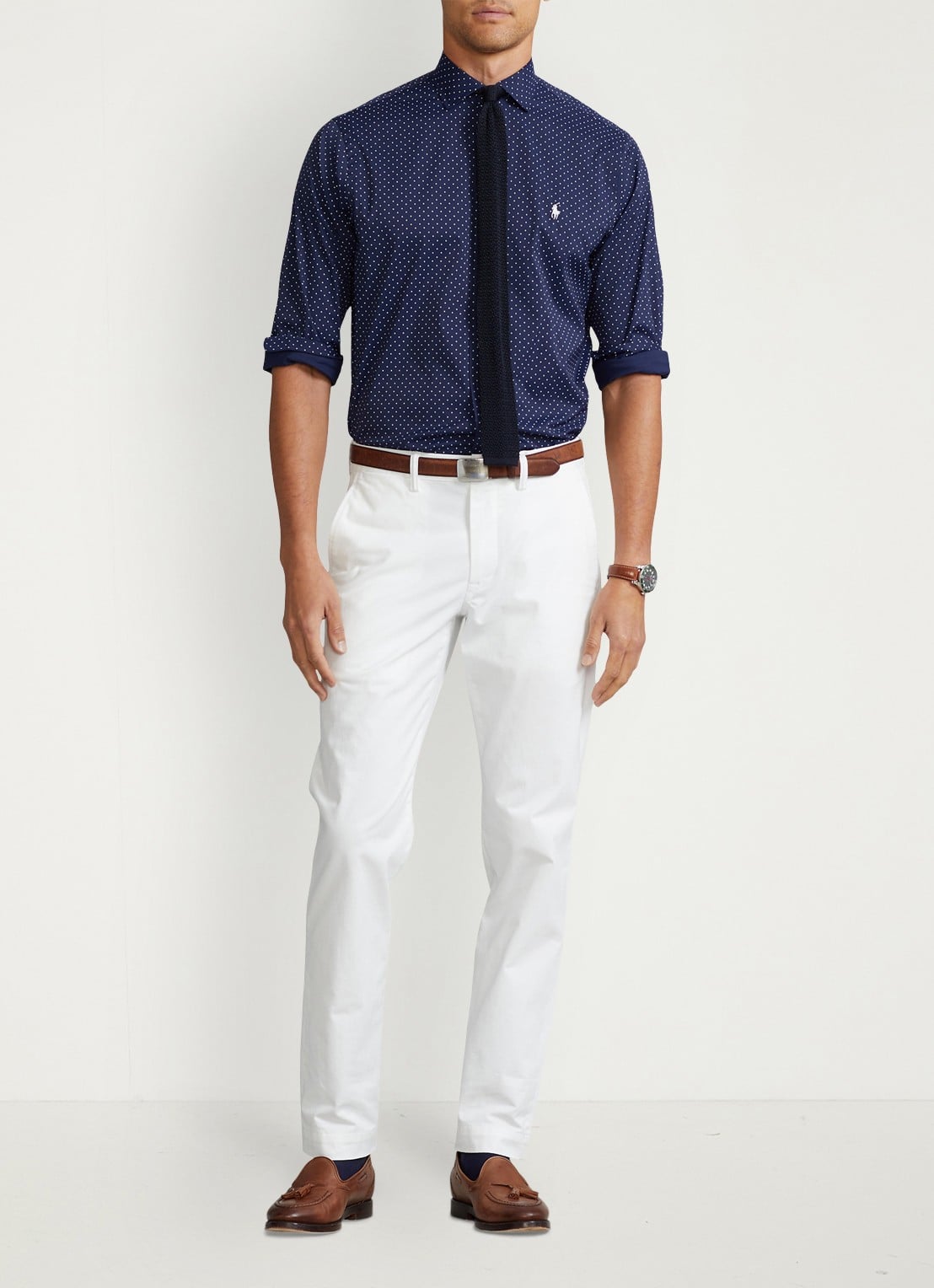 Ralph Lauren Bedford straight fit stretch chino broek - voorkant 4 ceramic white / wit