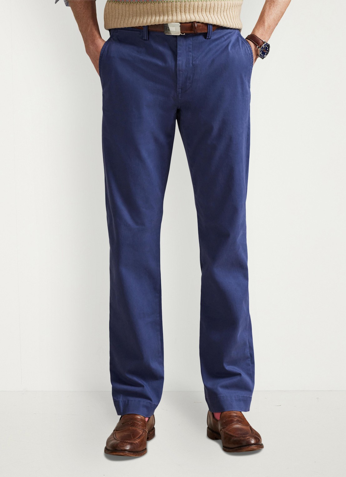 Ralph Lauren Bedford straight fit stretch chino broek - detail licht navy