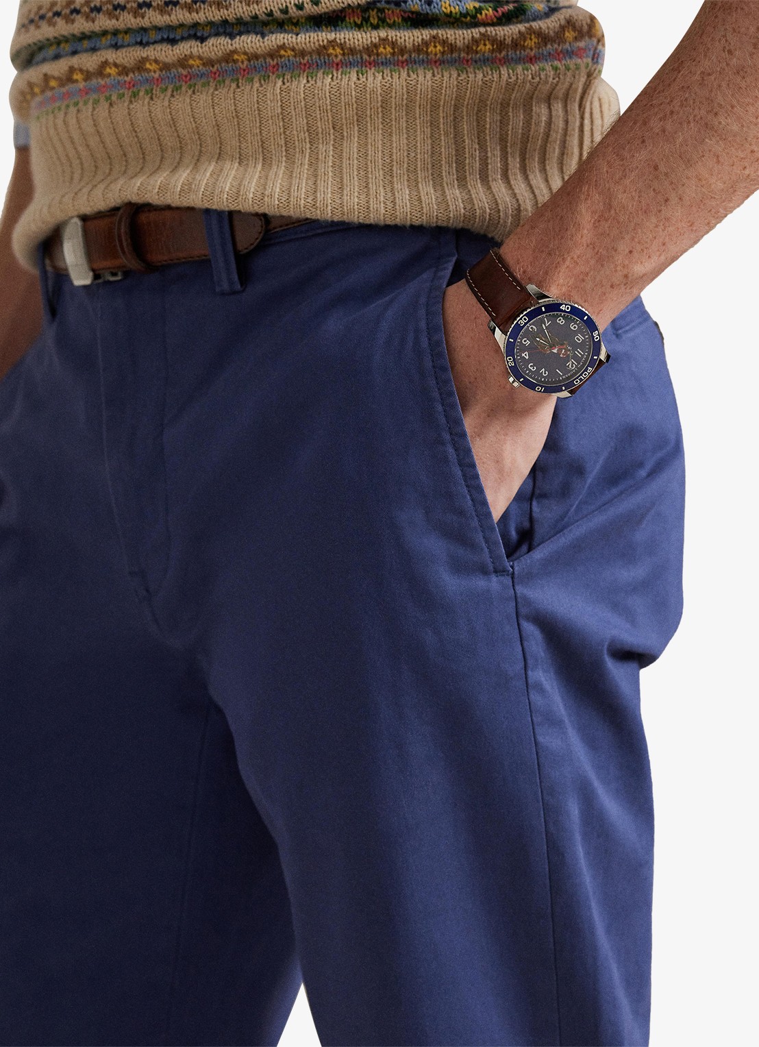 Ralph Lauren Bedford straight fit stretch chino broek - detail 2 licht navy