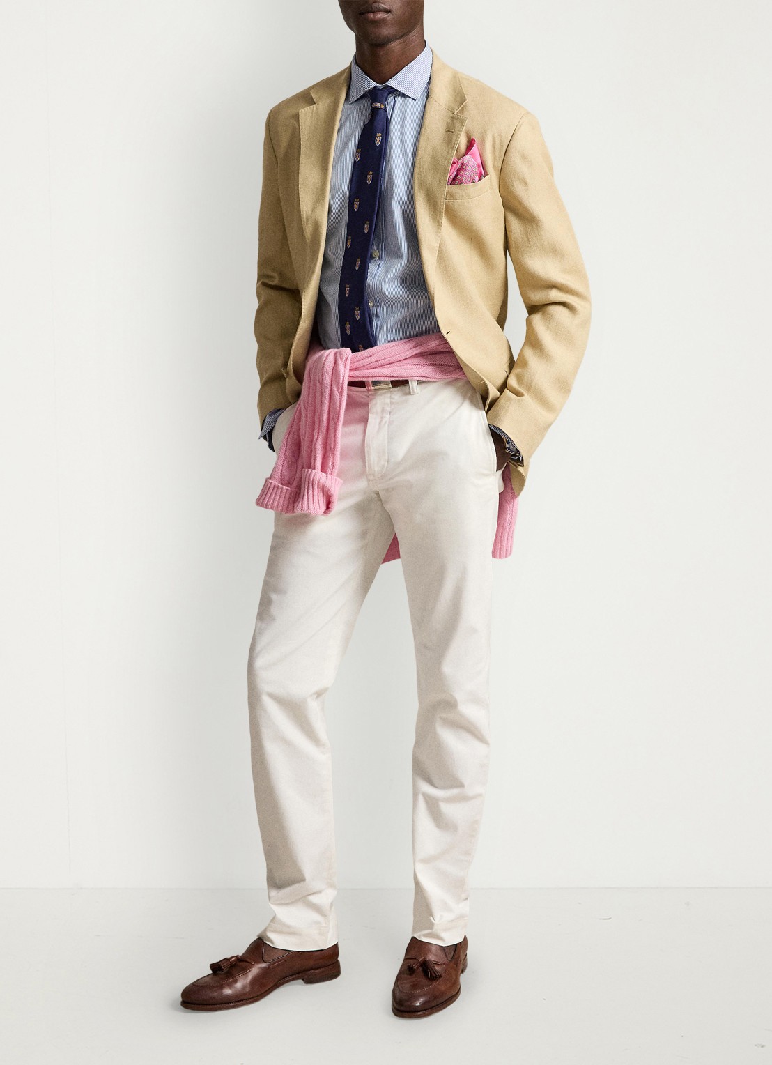 Ralph Lauren Bedford straight fit stretch chino broek - voorkant 5 white / wit