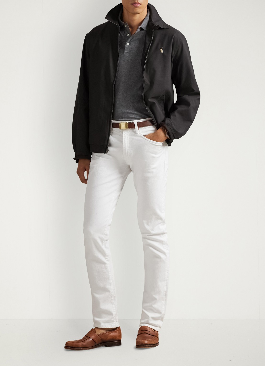 Ralph Lauren Bi-Swing jack met logo en steekzakken - voorkant 2 rl black / zwart