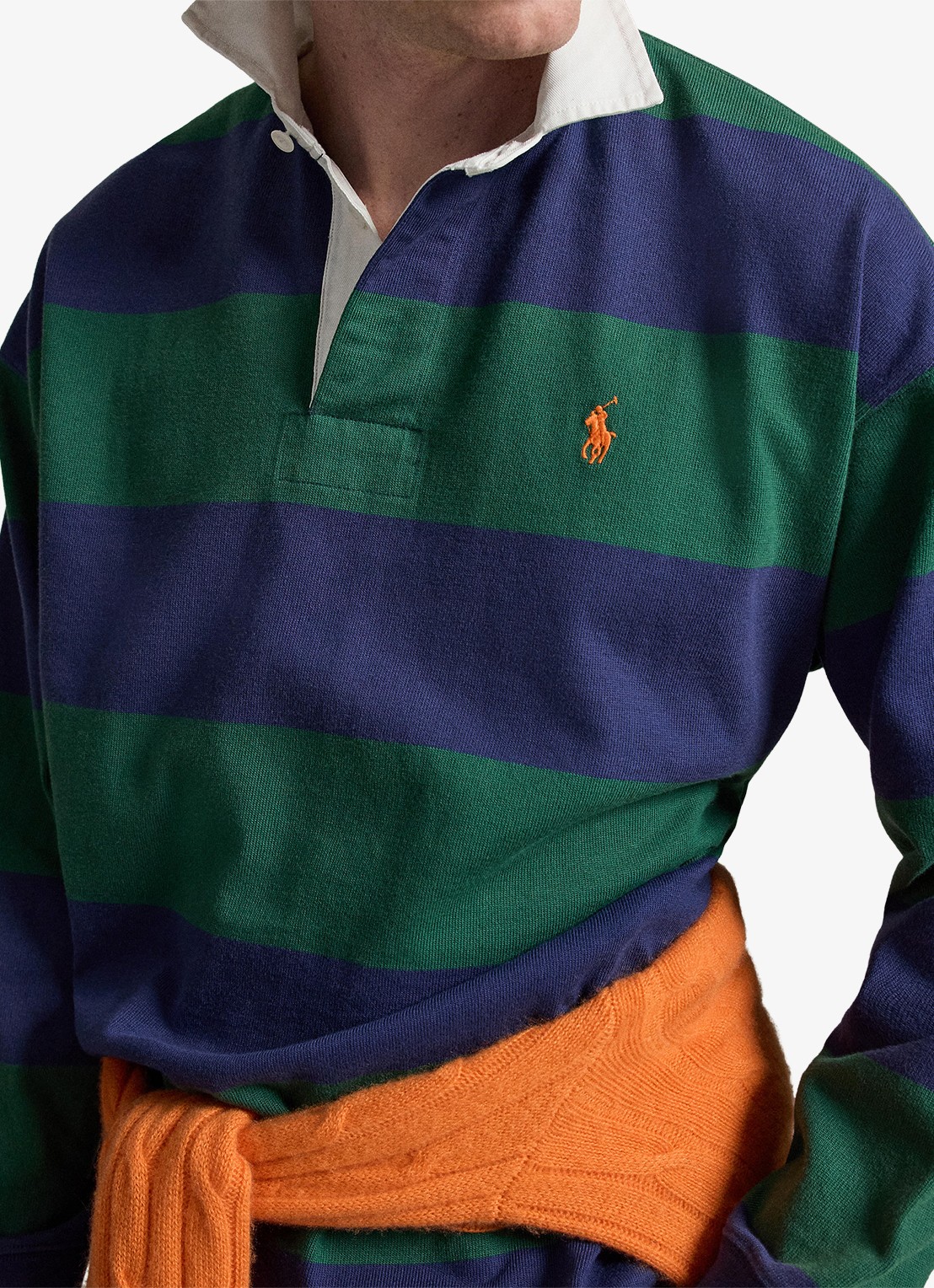 Ralph Lauren Big fit rugbyshirt van jersey met polokraag - detail 5 prk green/drk cblt / groen
