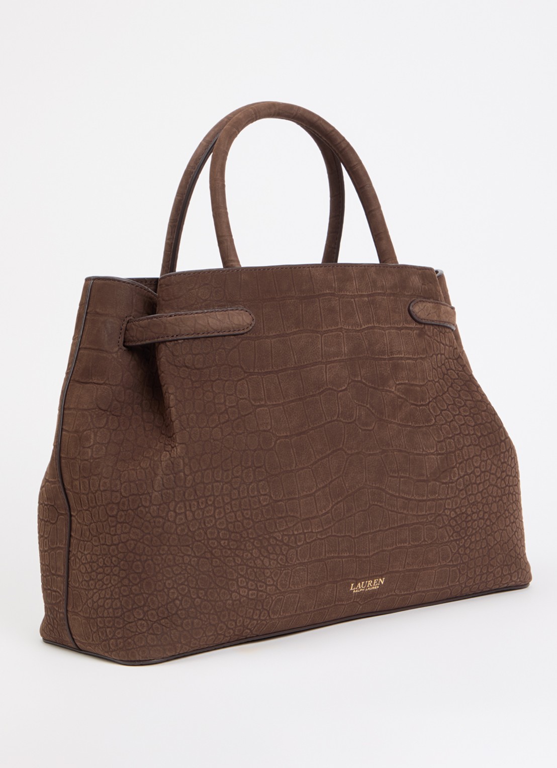 Ralph Lauren Blaike Large schoudertas van nubuck met afneembare schouderriem - achterkant 4 lichtbruin