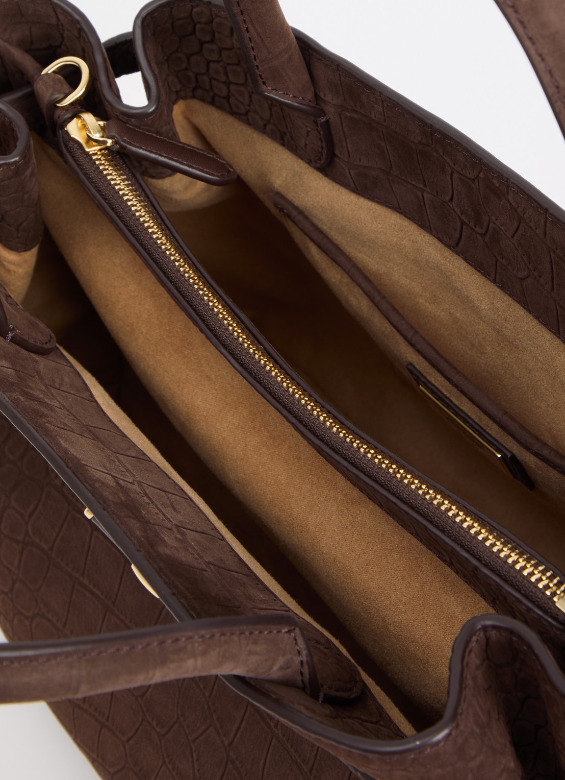 Ralph Lauren Blaike Large schoudertas van nubuck met afneembare schouderriem - detail lichtbruin