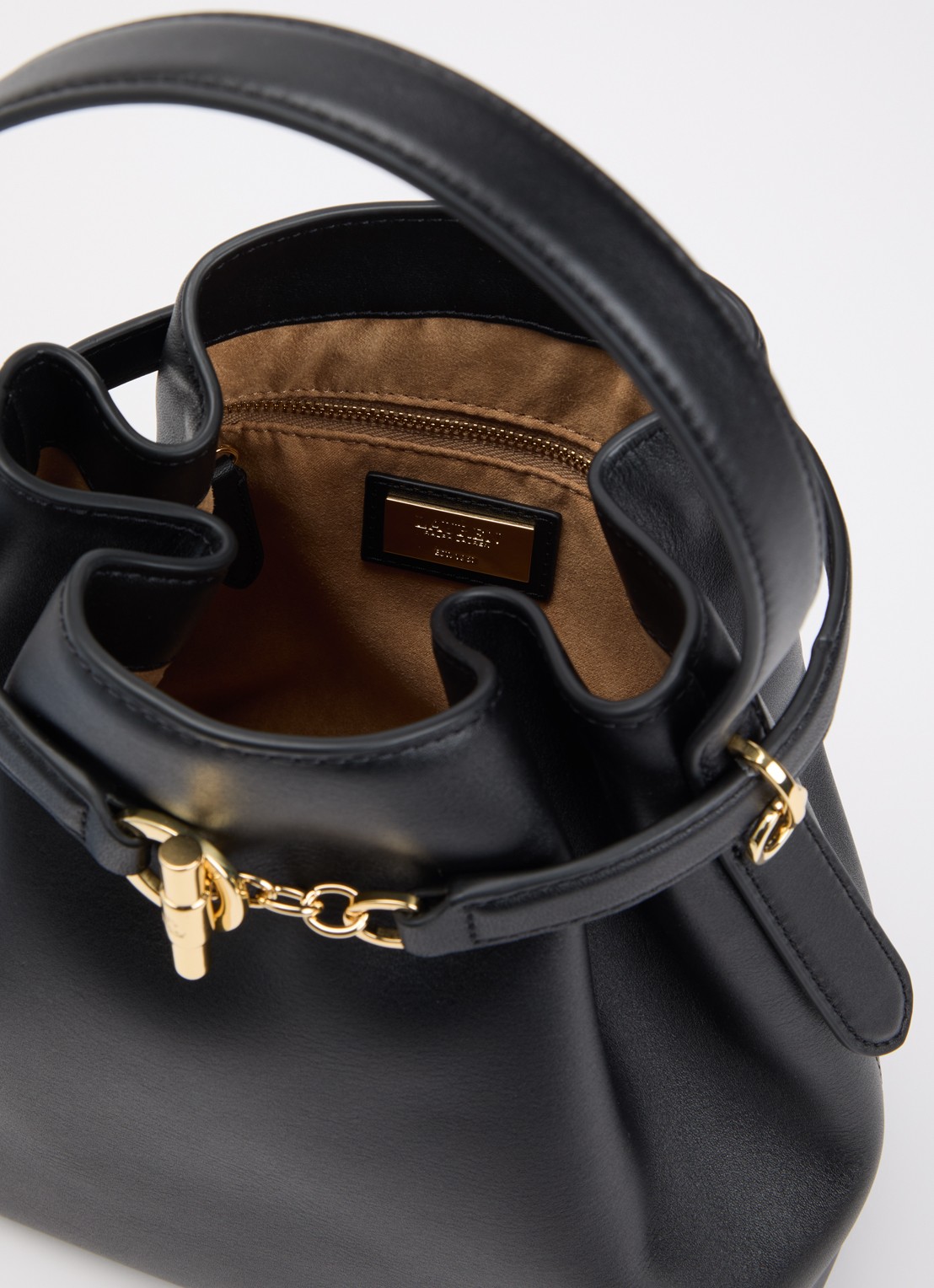 Ralph Lauren Blaike Medium schoudertas van leer met afneembare schouderriem - detail 3 zwart