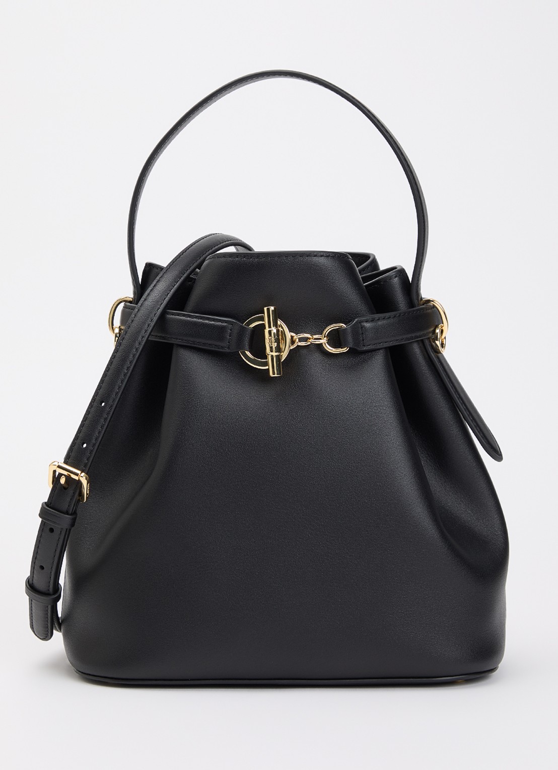 Ralph Lauren Blaike Medium schoudertas van leer met afneembare schouderriem - voorkant 2 zwart