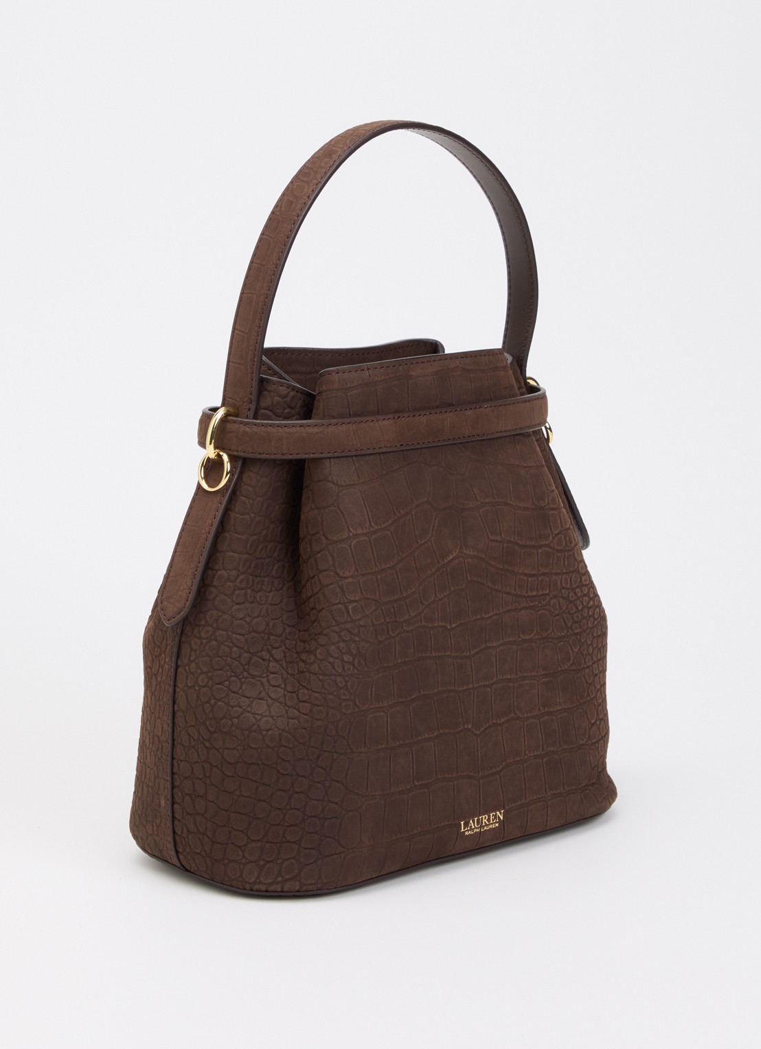 Ralph Lauren Blaike Medium schoudertas van nubuck met afneembare schouderriem - achterkant 5 lichtbruin